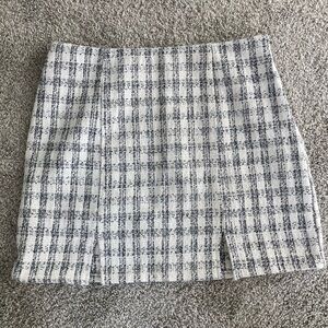 Francesca’s White Mini Skirt Black Stripes